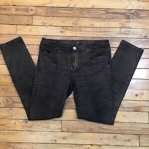 YEST slim fit jeans black  sparkle copper powder stretchy size 8-10